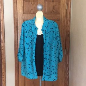 Blue & Black Floral Blouse